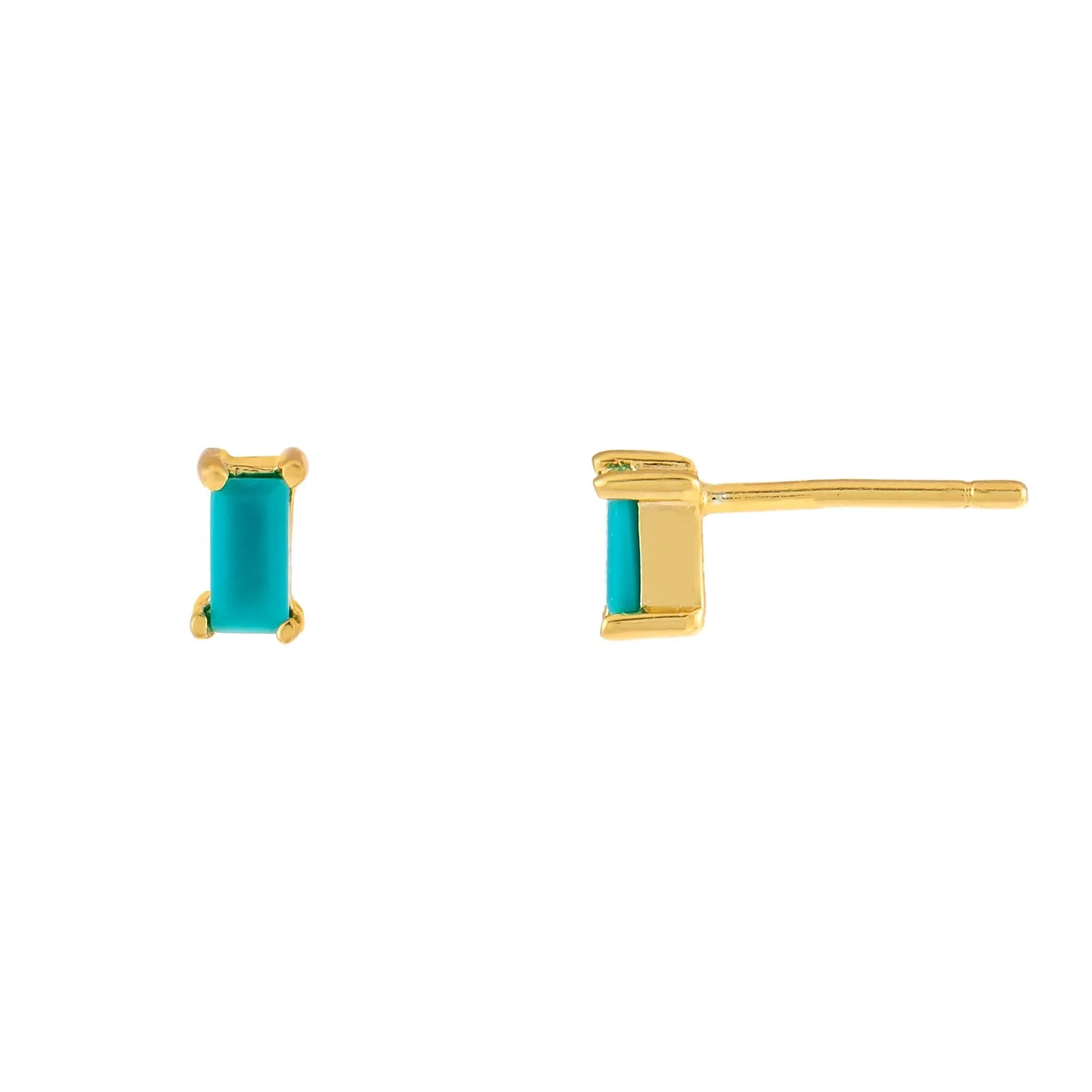 Mini Turquoise Baguette Stud Earring sold by Adina Eden's