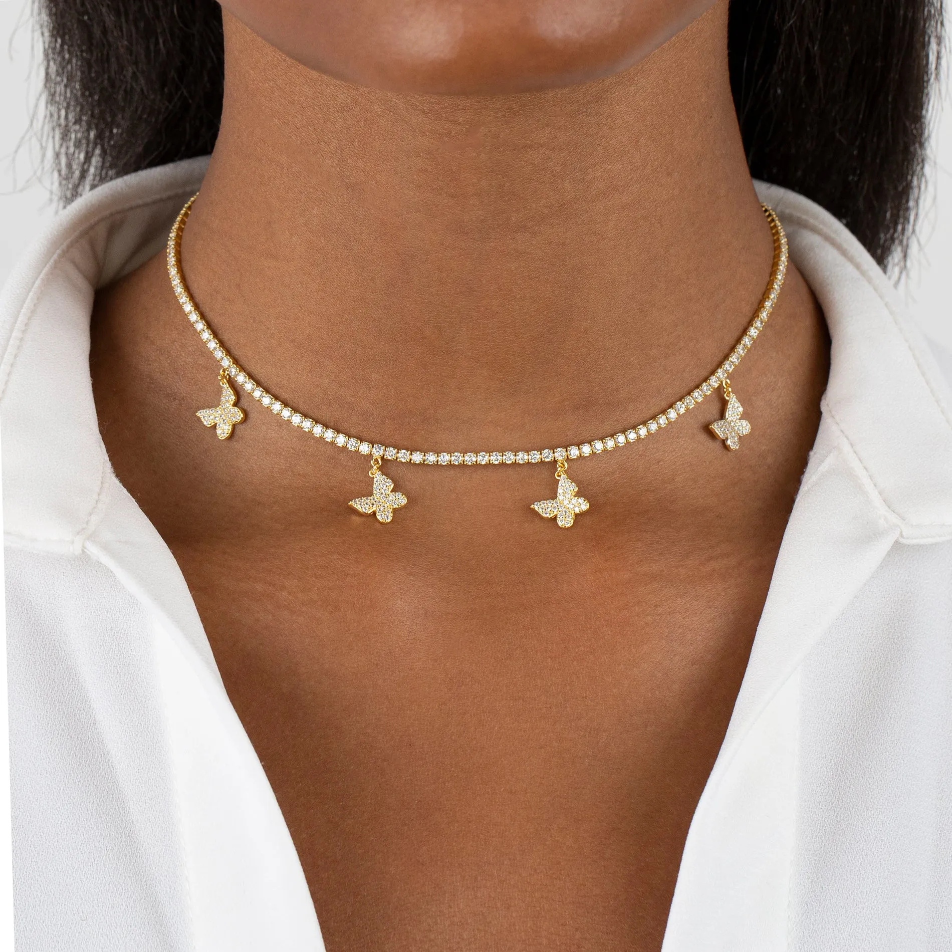 Dangling Butterfly Tennis Choker sold by Adina Eden's product image thumbnail 2