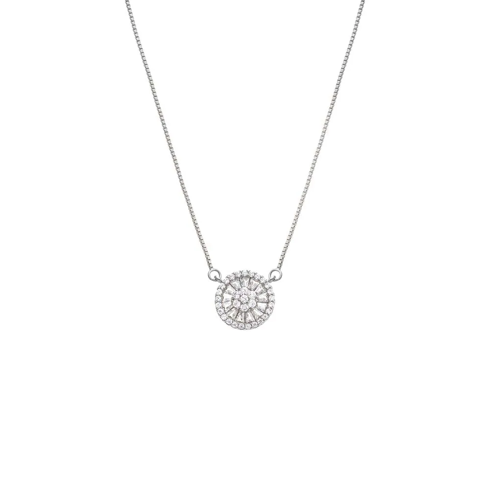 Pave X Baguette Round Pendant Necklace sold by Adina Eden's product image thumbnail 3