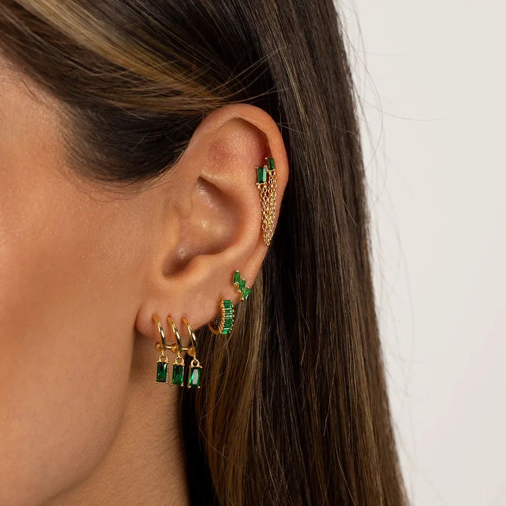 Colored Triple Baguette Stud Earring sold by Adina Eden's product image thumbnail 4