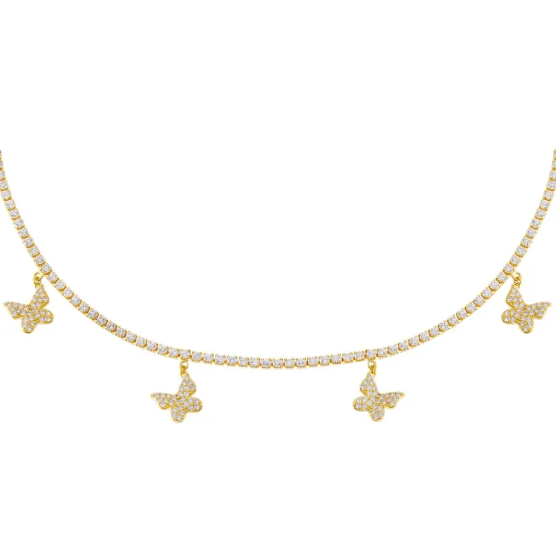 Dangling Butterfly Tennis Choker sold by Adina Eden's