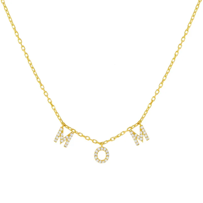 Mini Pavé Mom Necklace sold by Adina Eden's