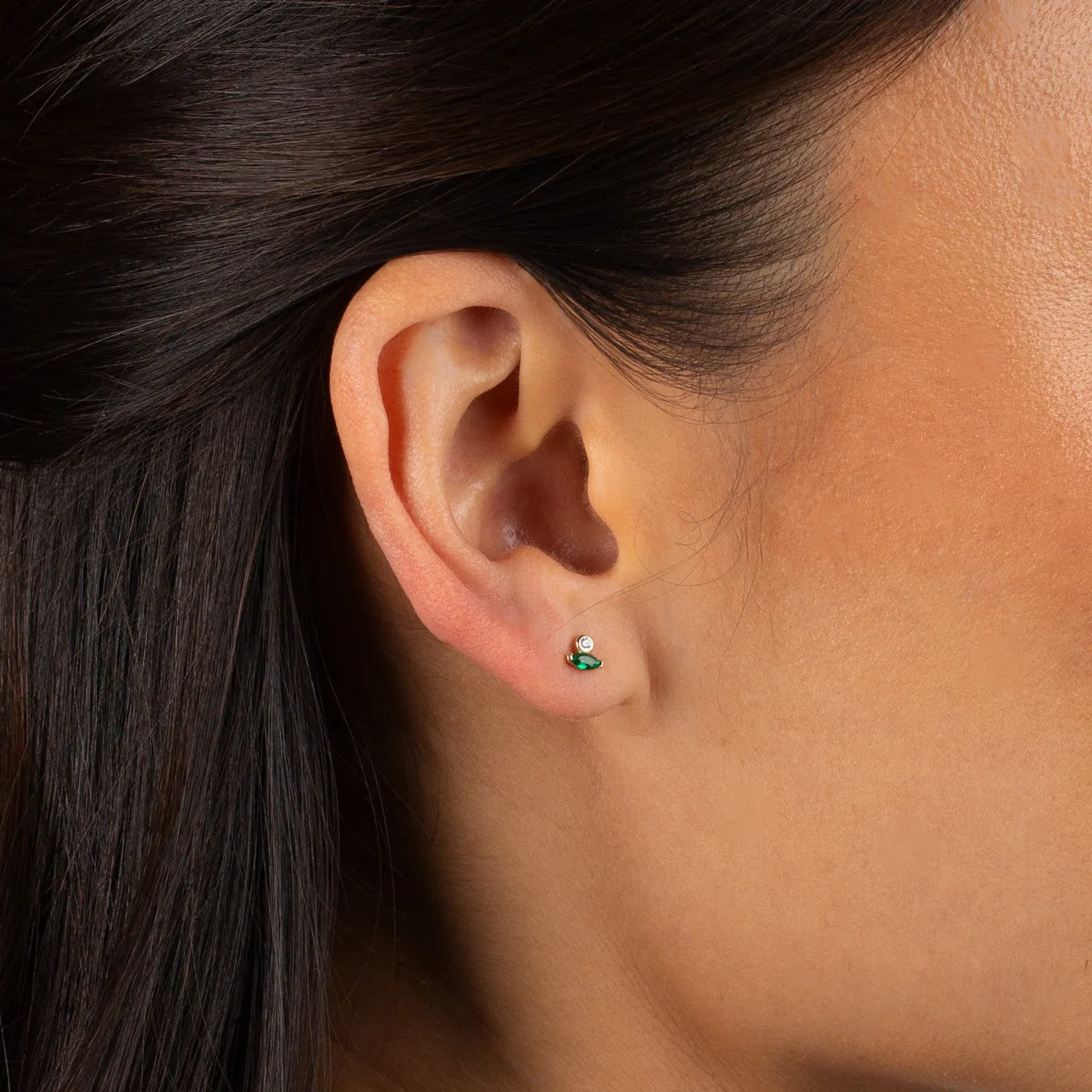 Tiny Colored Marquise X Solitaire Bezel Stud Earring sold by Adina Eden's product image thumbnail 2