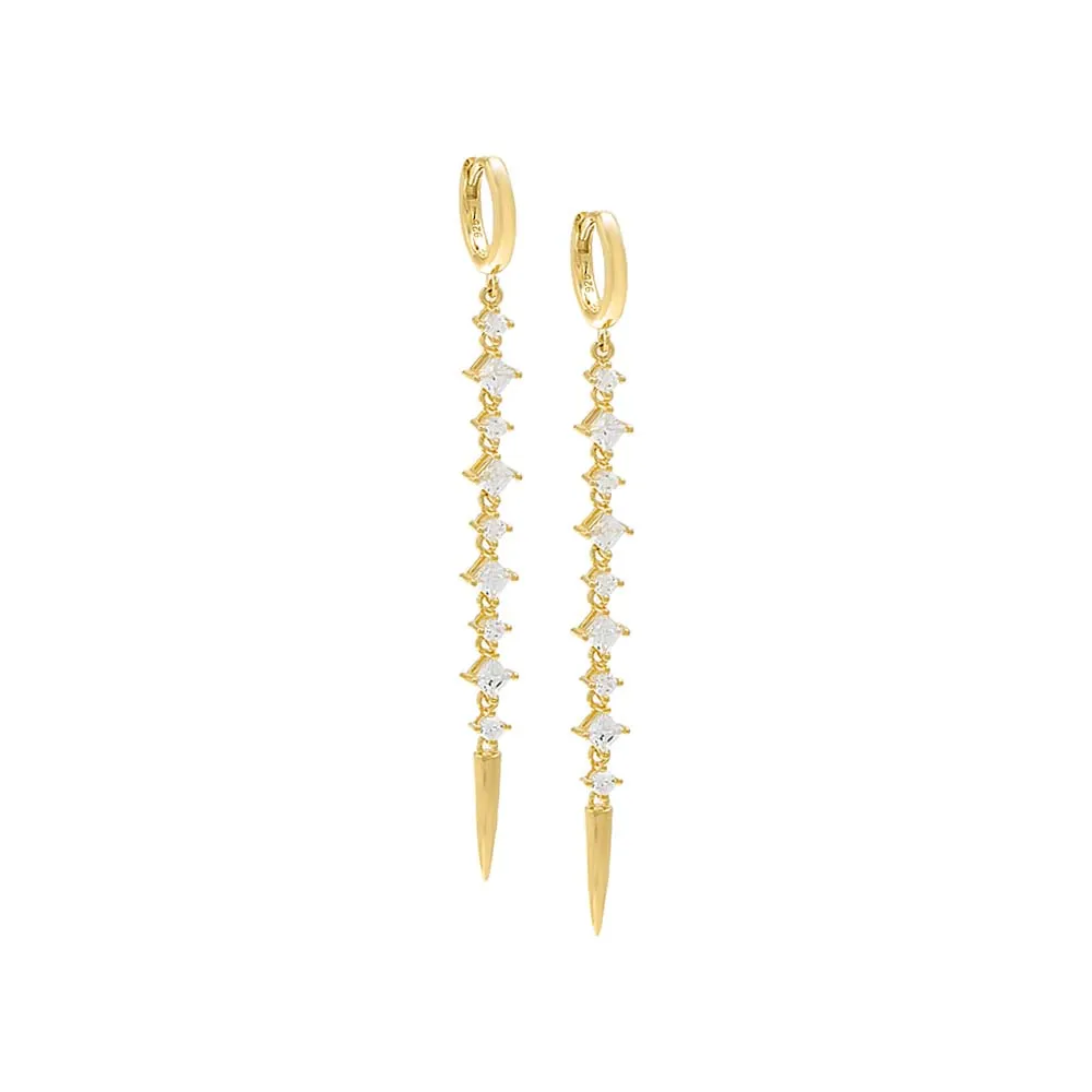 CZ Drop Down Spike Huggie Earring sold by Adina Eden's