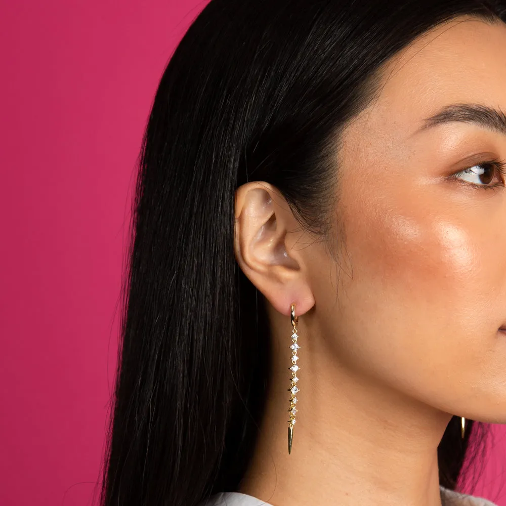 CZ Drop Down Spike Huggie Earring sold by Adina Eden's product image thumbnail 2