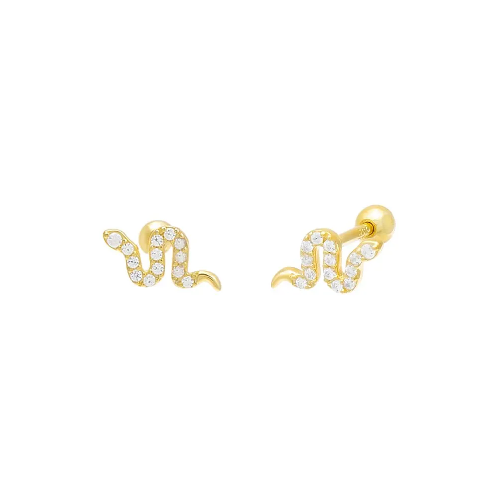 Pavé Snake Threaded Stud Earring sold by Adina Eden's