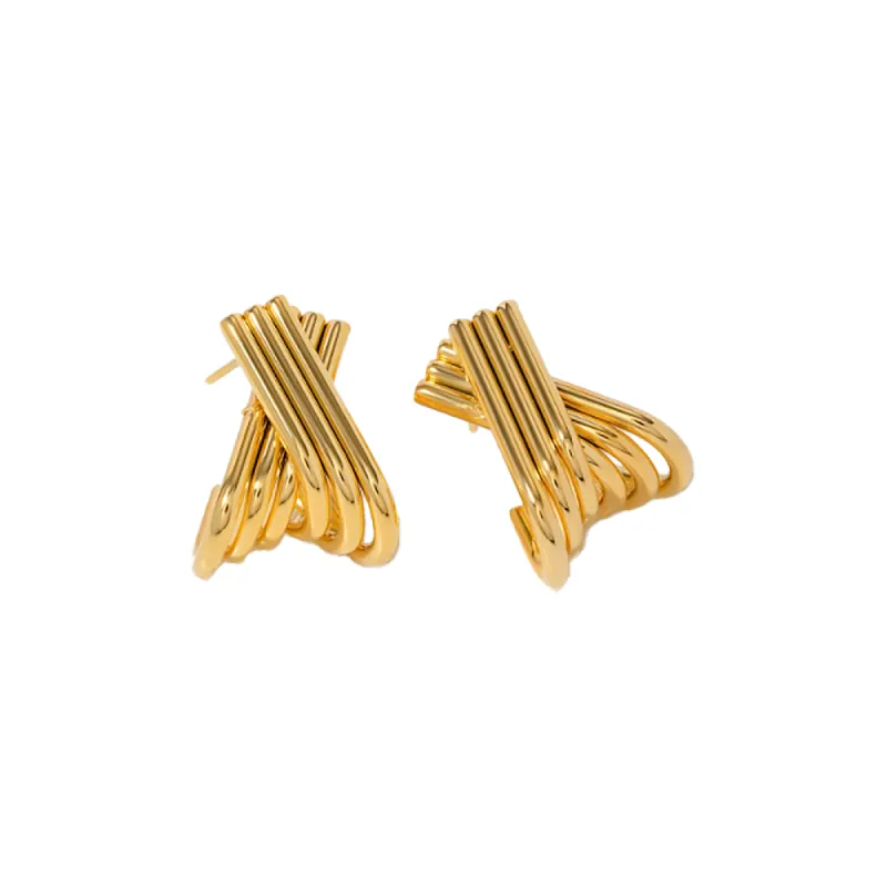 Solid Ridged X Statement Stud Earring sold by Adina Eden's