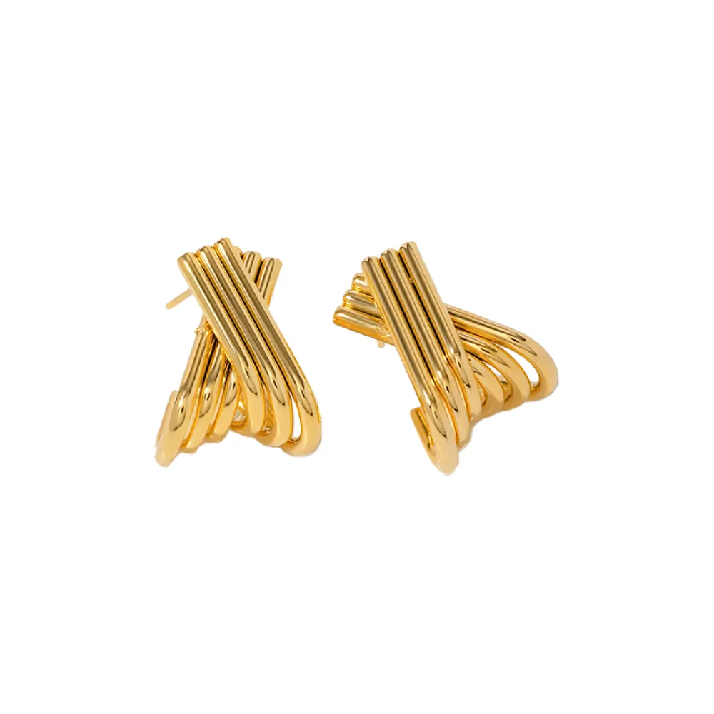 Solid Ridged X Statement Stud Earring sold by Adina Eden's