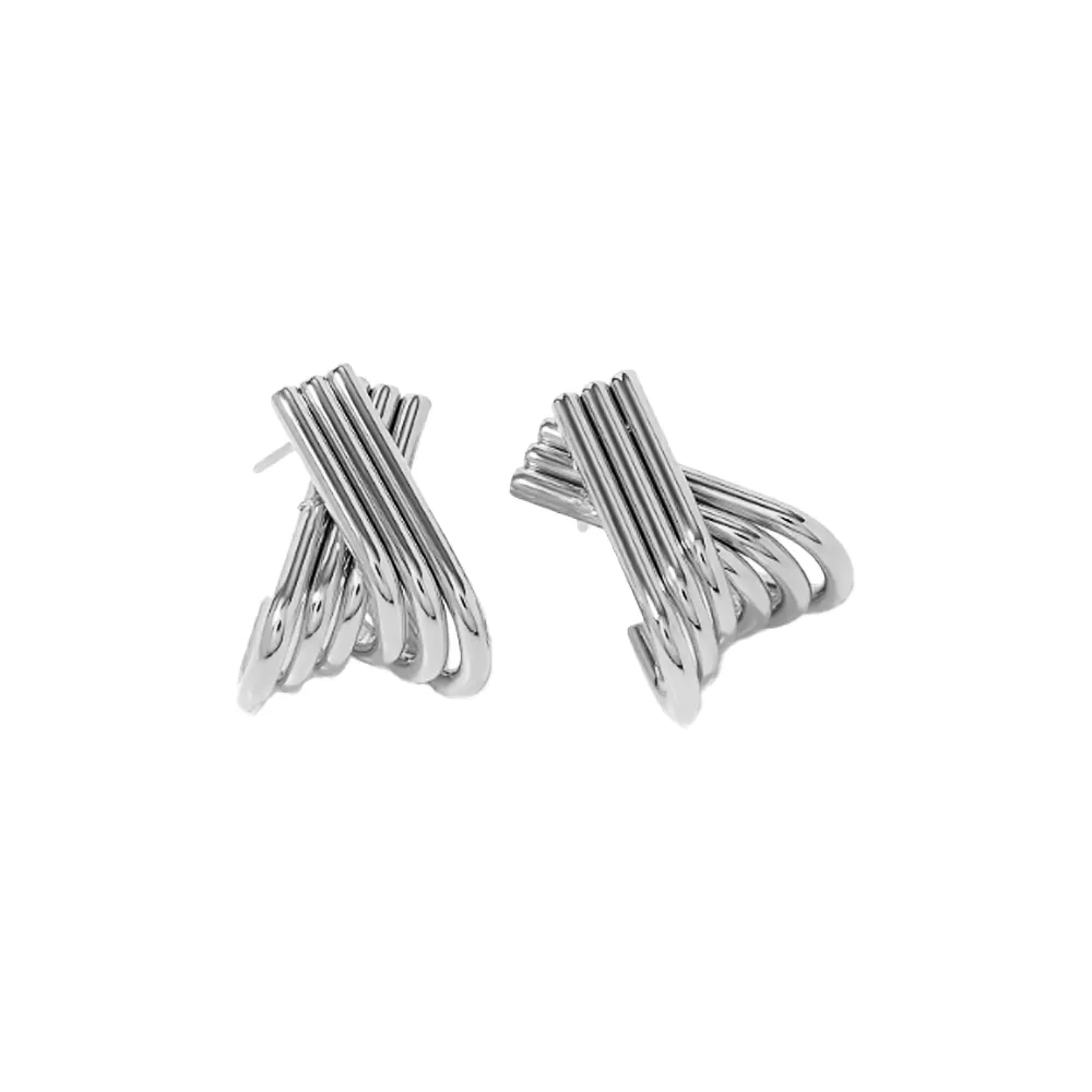 Solid Ridged X Statement Stud Earring sold by Adina Eden's product image thumbnail 2