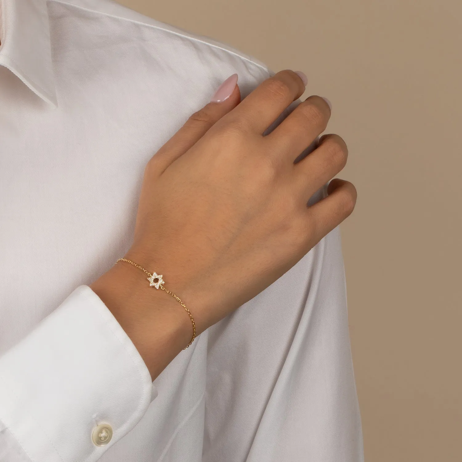 Pave 3D Star Of David Bracelet sold by Adina Eden's product image thumbnail 2