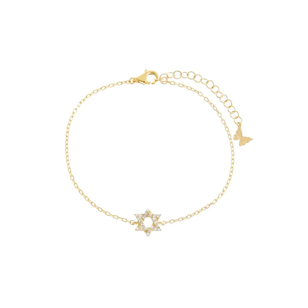 Pave 3D Star Of David Bracelet sold by Adina Eden's