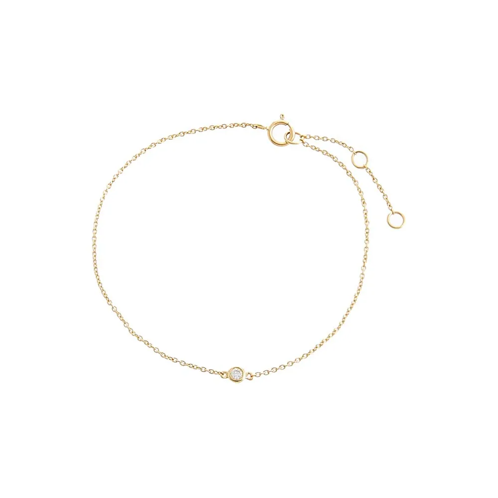 Tiny Diamond Bezel Bracelet 14K sold by Adina Eden's