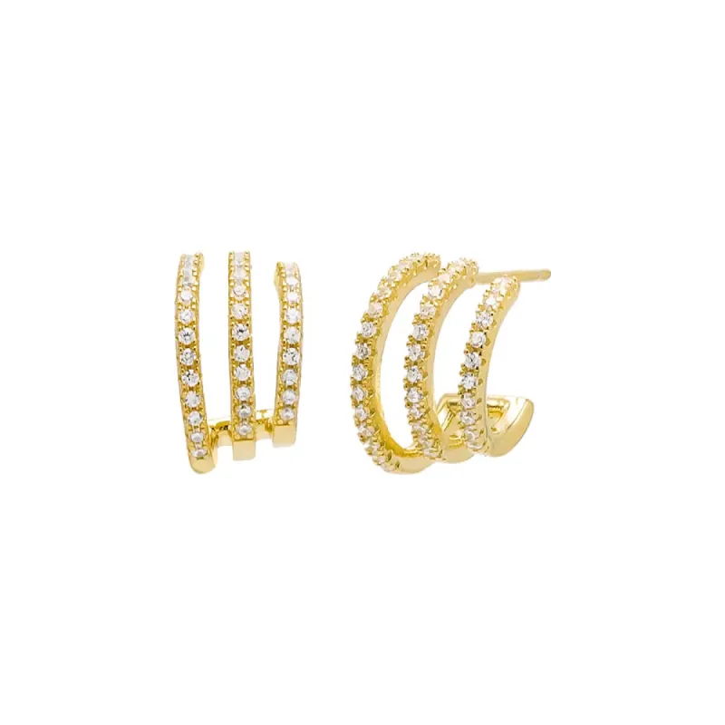 Pave Triple Strand Open Hoop Earring sold by Adina Eden's