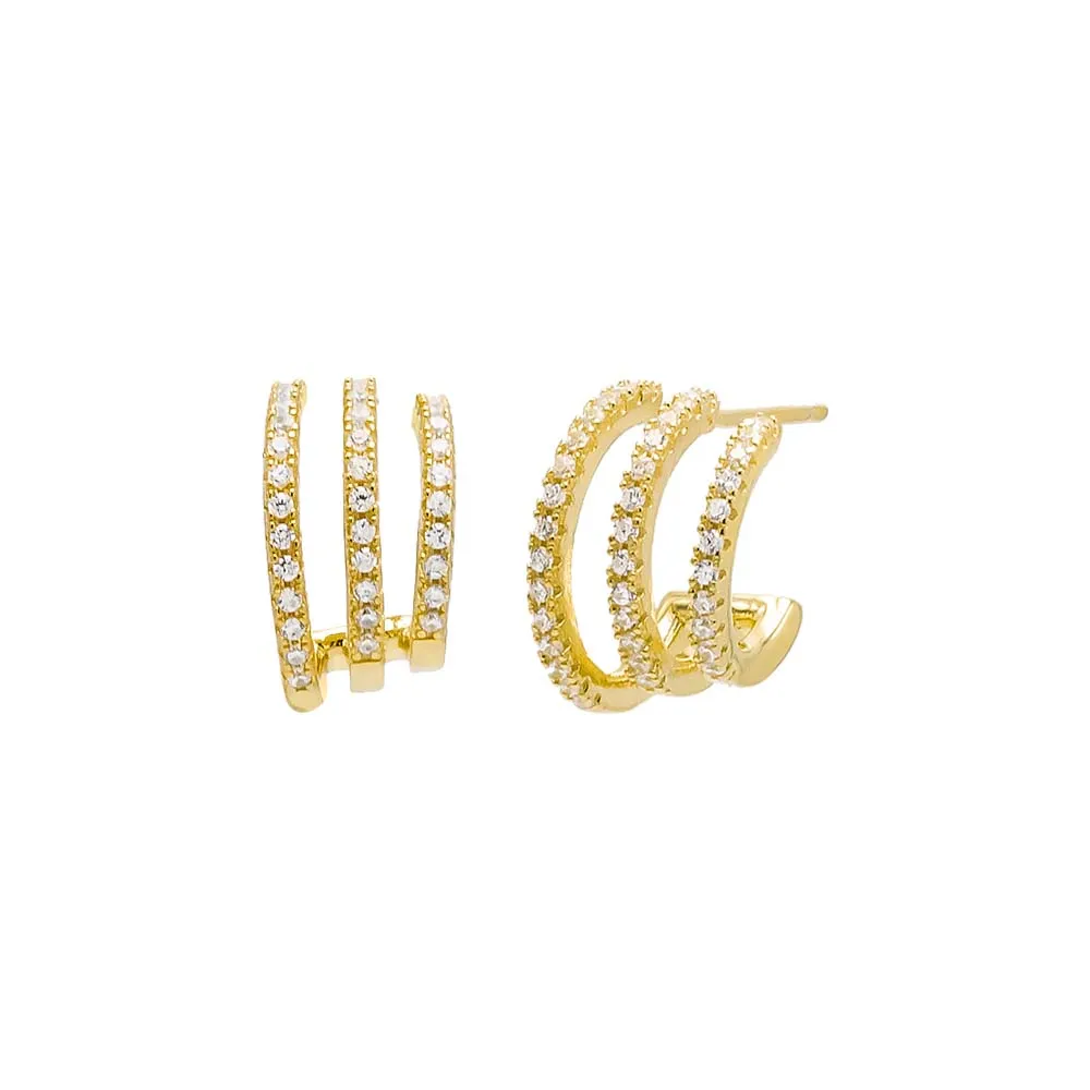 Pave Triple Strand Open Hoop Earring sold by Adina Eden's