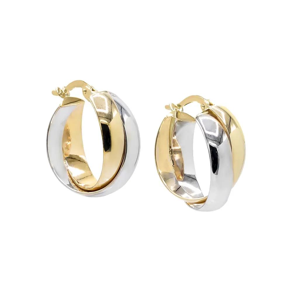 Two Tone Overlapping Tube Hoop Earring 14K sold by Adina Eden's