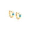 Turquoise Double Solitaire Huggie Earring sold by Adina Eden's