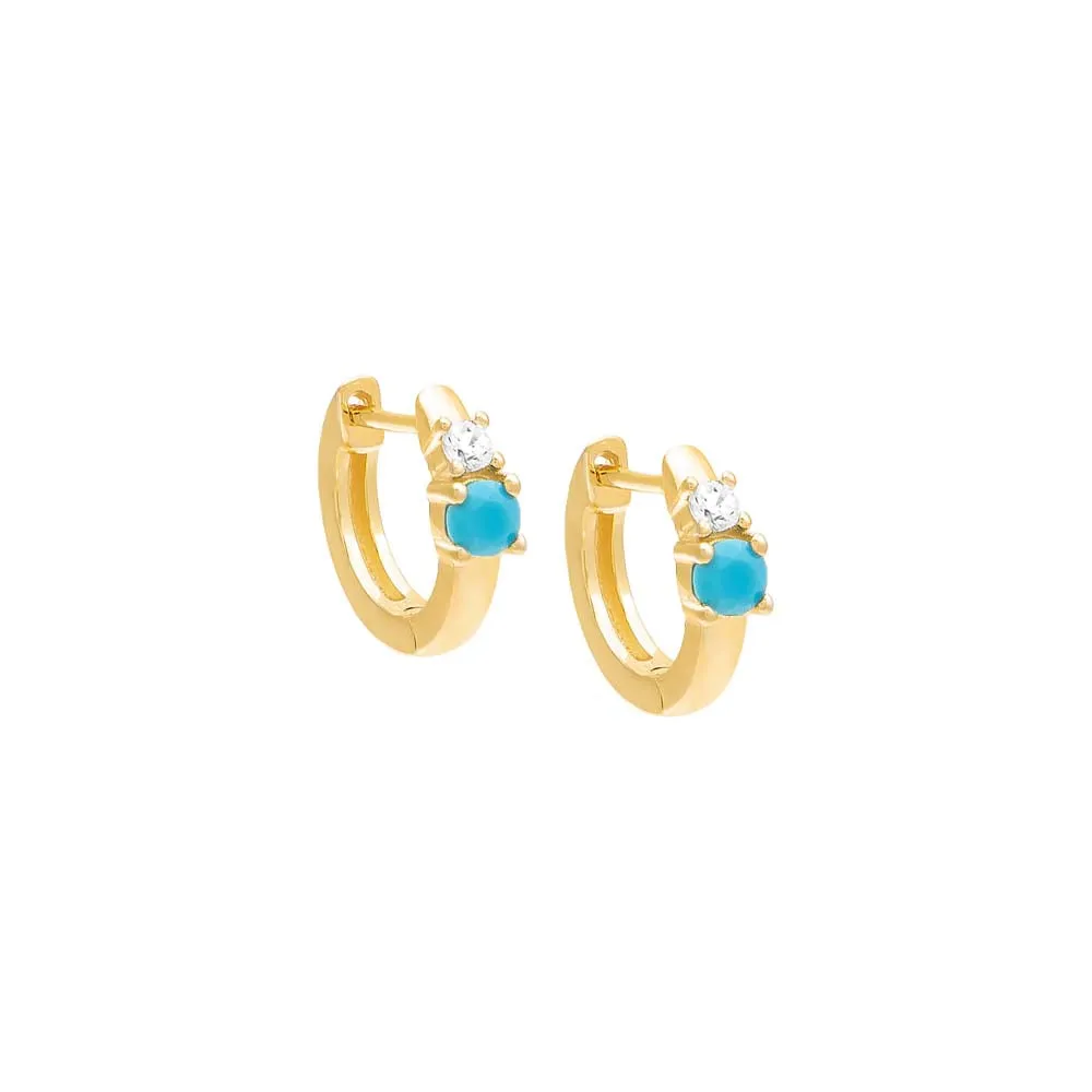 Turquoise Double Solitaire Huggie Earring sold by Adina Eden's