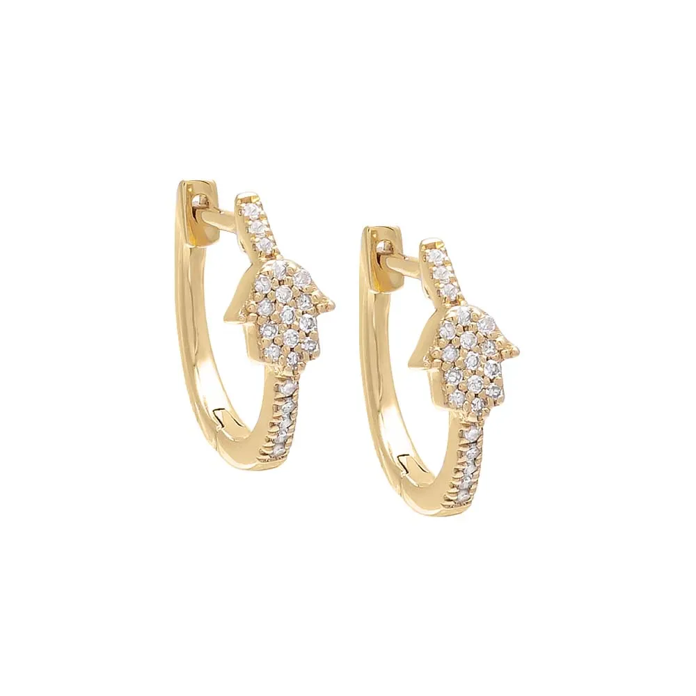 Tiny Diamond Hamsa Huggie Earring 14K sold by Adina Eden's product image thumbnail 3
