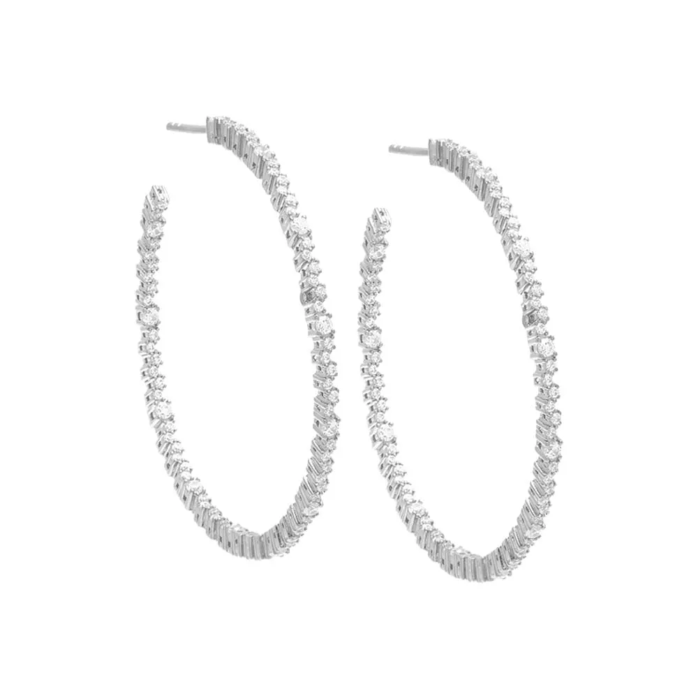 Thin Scattered CZ Hoop Earring sold by Adina Eden's product image thumbnail 2
