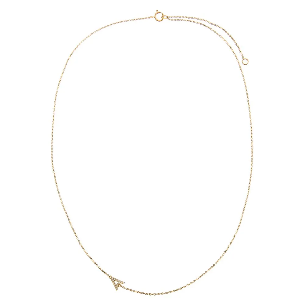 Diamond Pave Sideway Initial Necklace 14K sold by Adina Eden's product image thumbnail 3