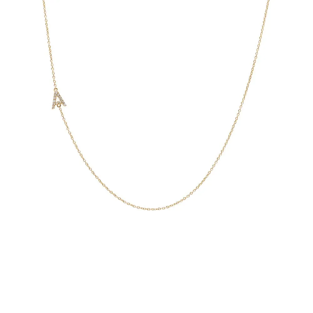Diamond Pave Sideway Initial Necklace 14K sold by Adina Eden's