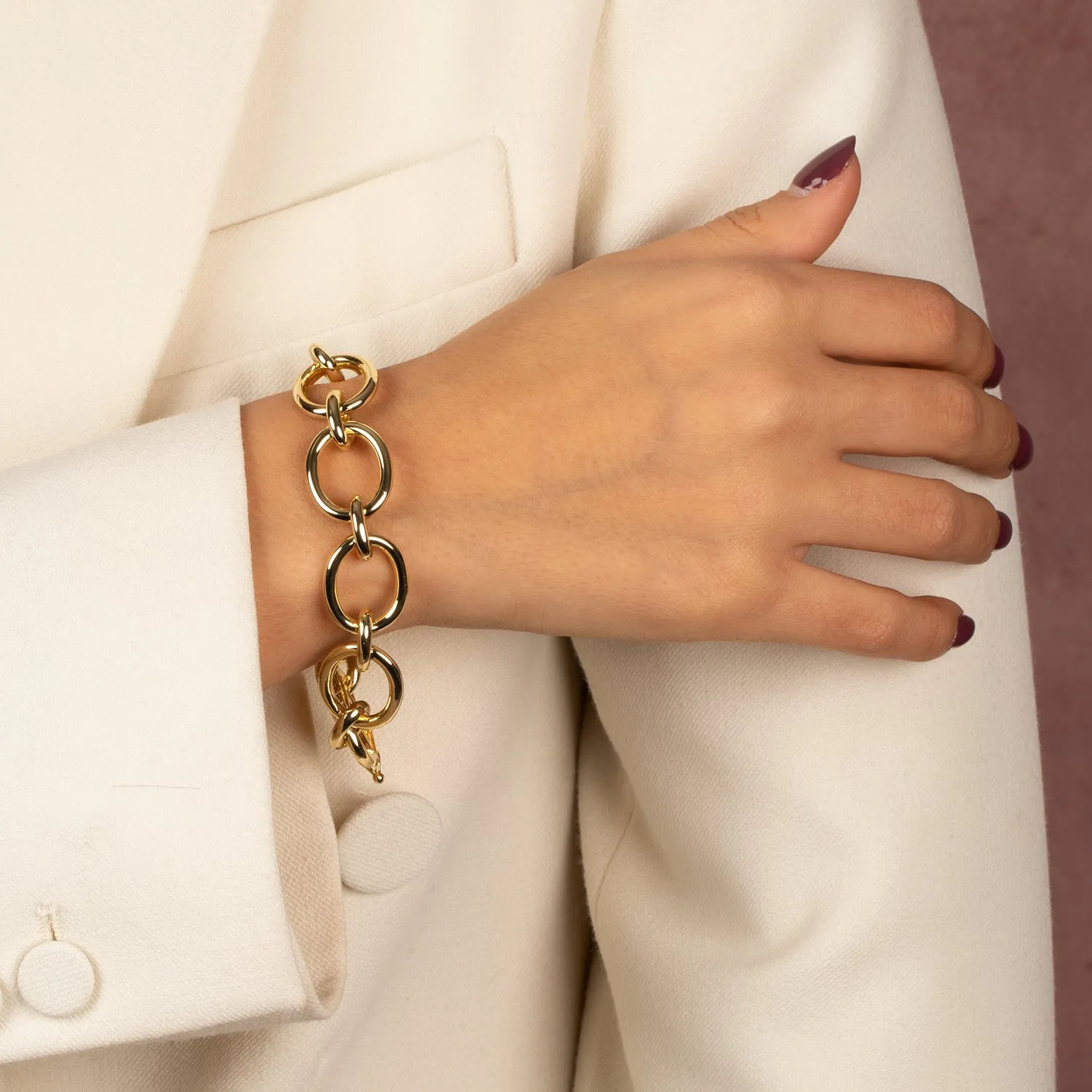 Solid Open Circle Link Bracelet sold by Adina Eden's product image thumbnail 2