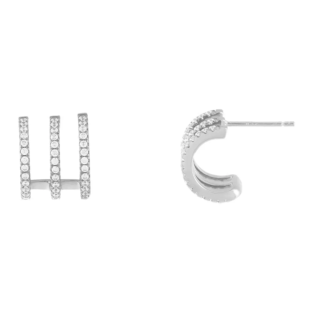 Pavé Triple Cage Hoop Earring sold by Adina Eden's product image thumbnail 3