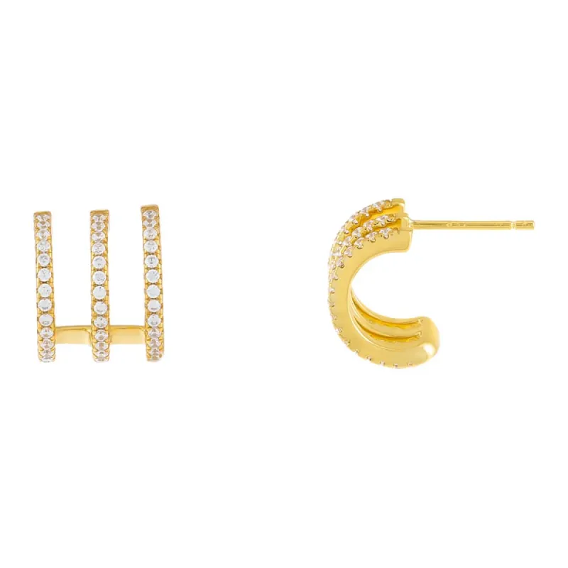 Pavé Triple Cage Hoop Earring sold by Adina Eden's