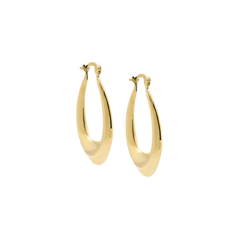 Solid Oval Shape Elongated Hoop Earring 14K sold by Adina Eden's