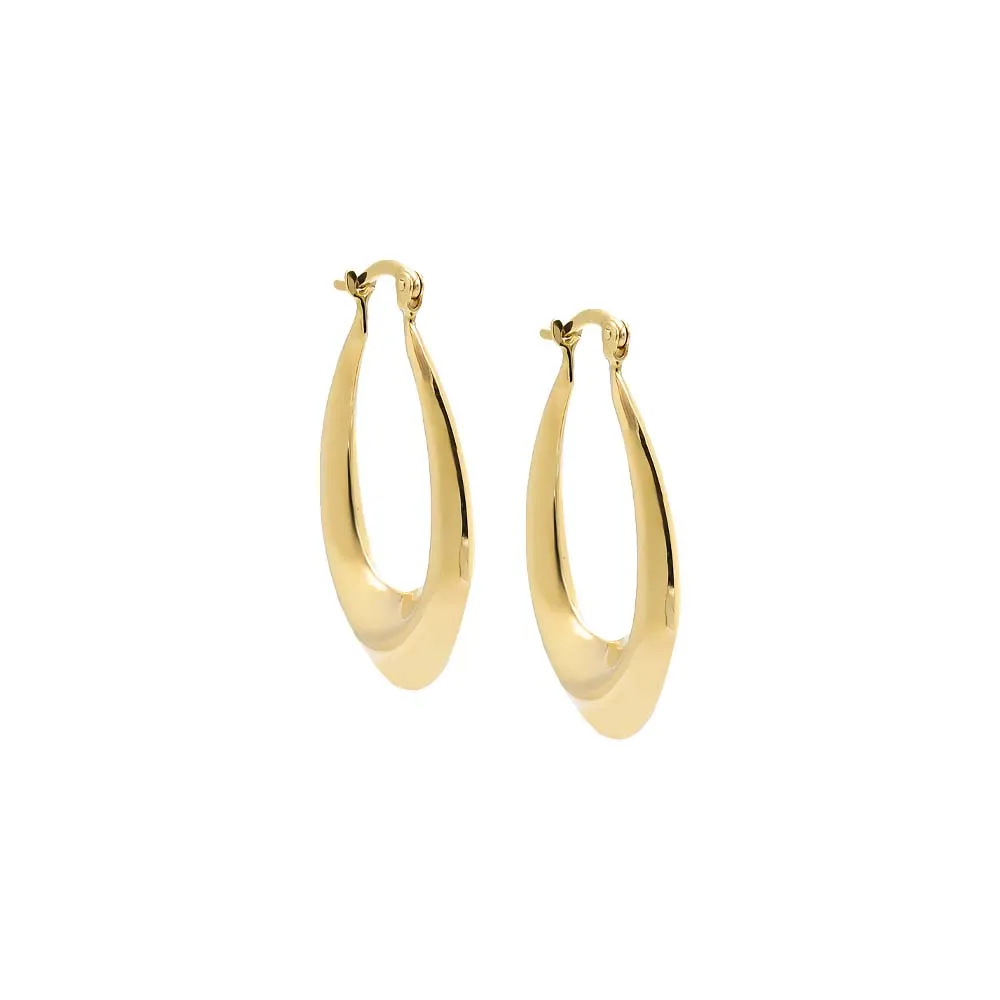 Solid Oval Shape Elongated Hoop Earring 14K sold by Adina Eden's