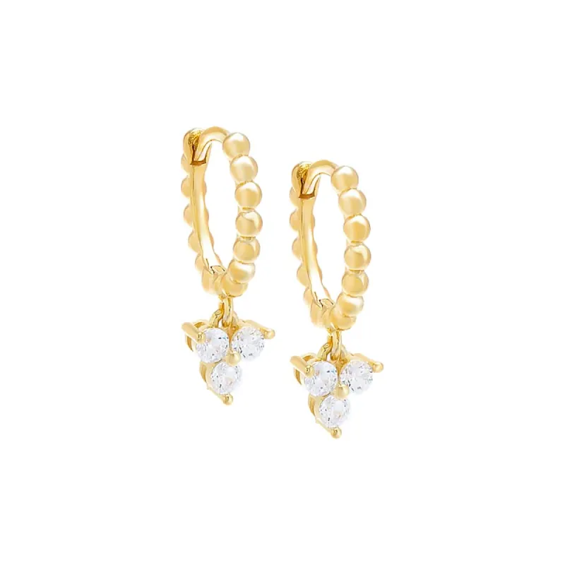 Beaded X Dangling Trio Cluster Huggie Earring sold by Adina Eden's
