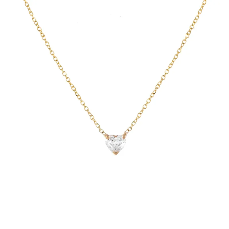 Diamond Mini Heart Necklace 14K sold by Adina Eden's