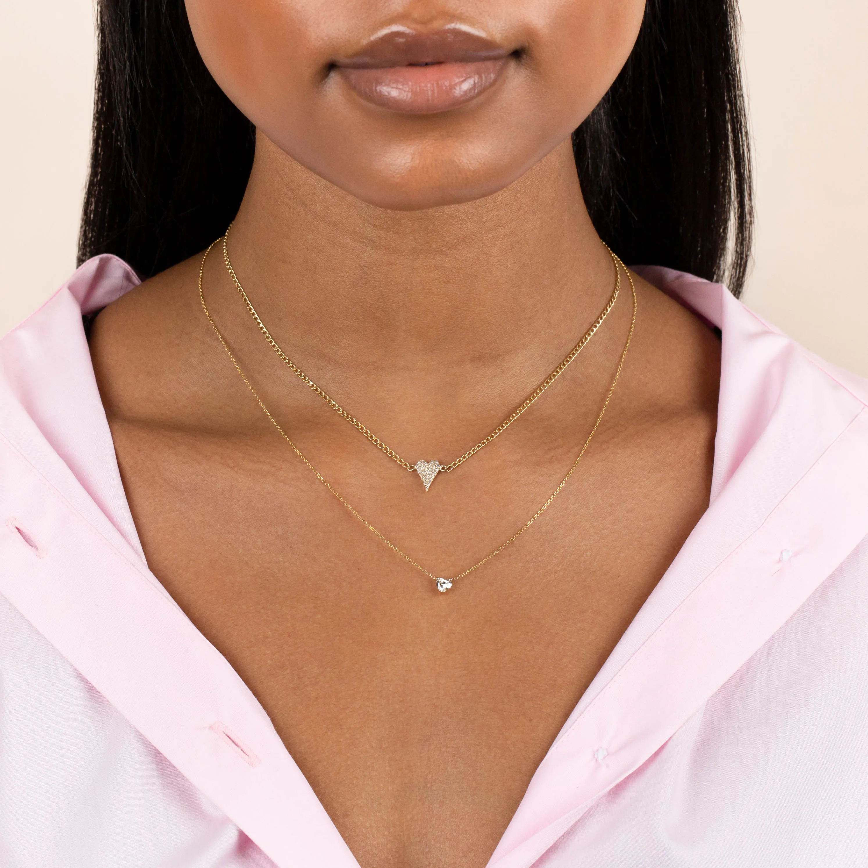 Diamond Mini Heart Necklace 14K sold by Adina Eden's product image thumbnail 2