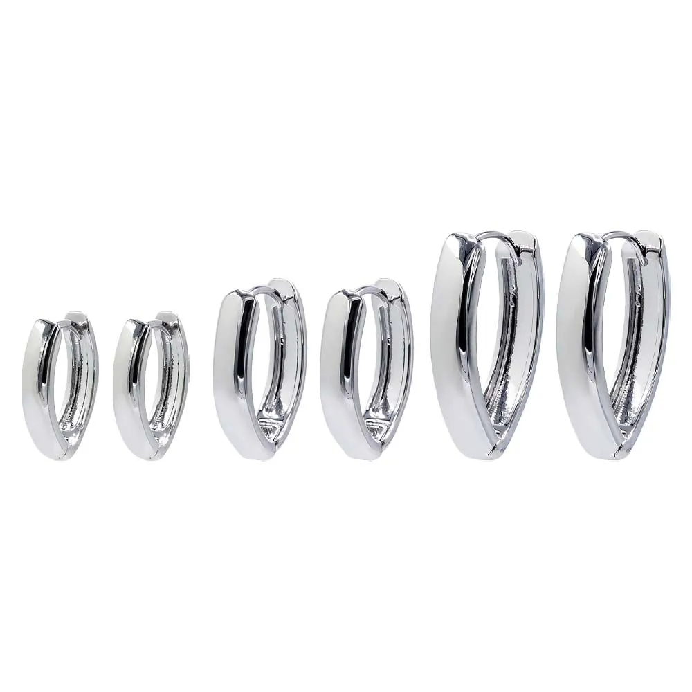 Solid V Shape Wide Huggie Earring Combo Set sold by Adina Eden's product image thumbnail 3