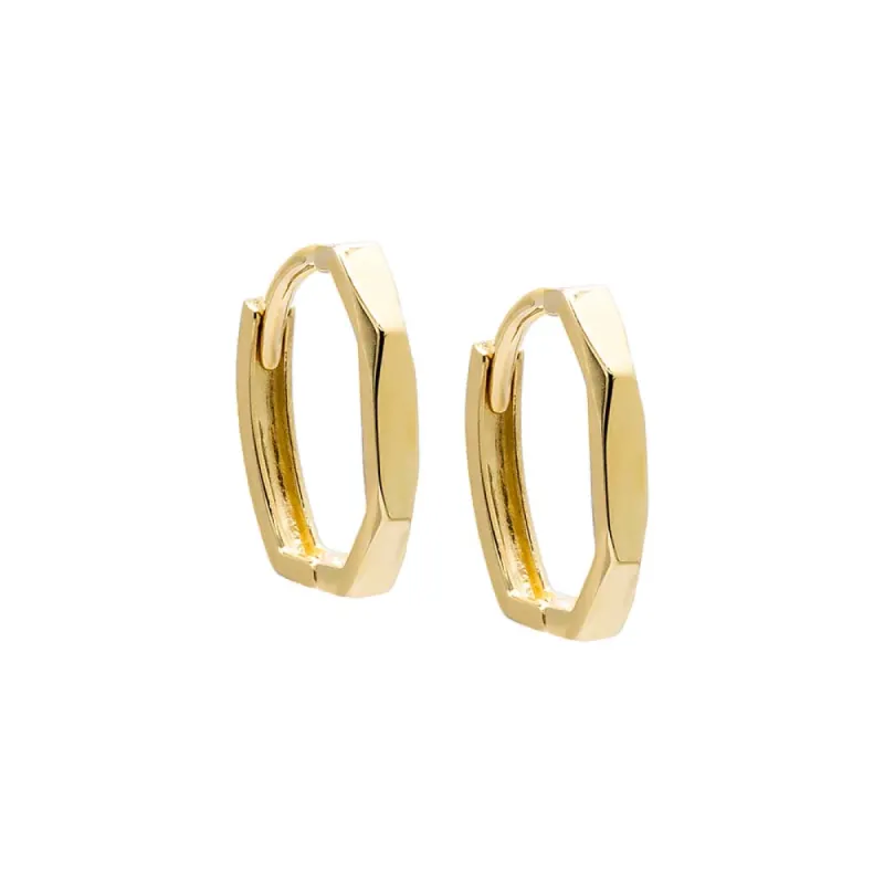 Solid Indented Shaped Huggie Earring 14K sold by Adina Eden's