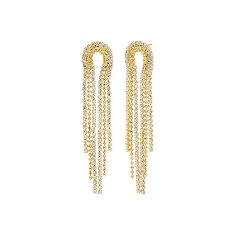 Ball Chain X Tennis Looped Drop Stud Earring sold by Adina Eden's