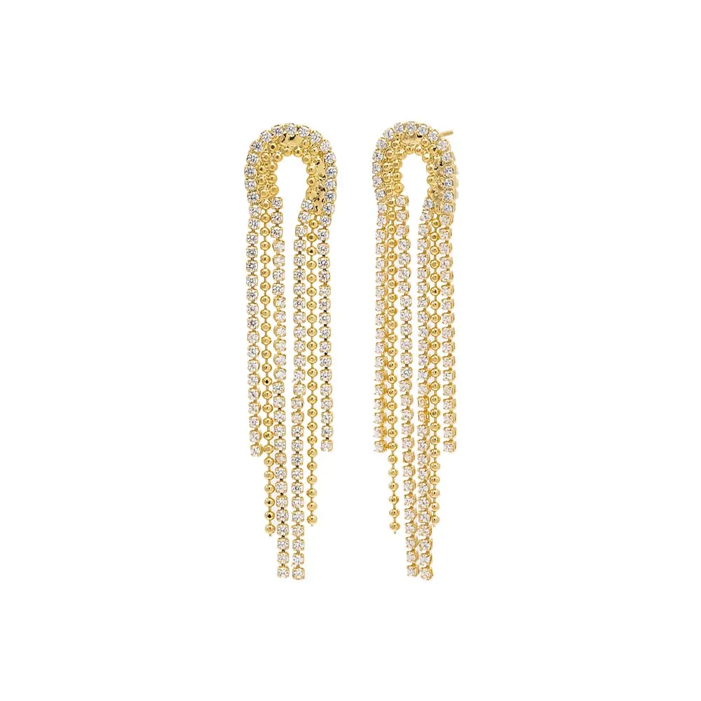 Ball Chain X Tennis Looped Drop Stud Earring sold by Adina Eden's