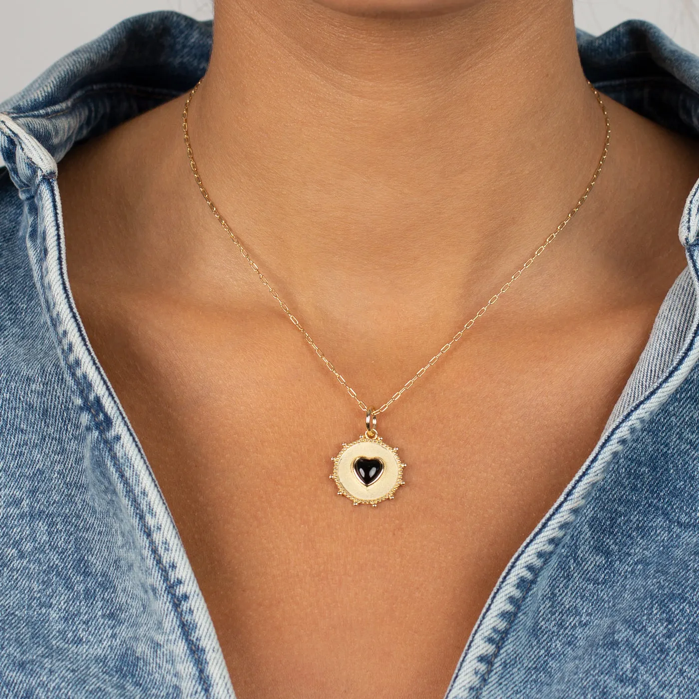 Colored Stone Heart Medallion Necklace Charm sold by Adina Eden's product image thumbnail 3