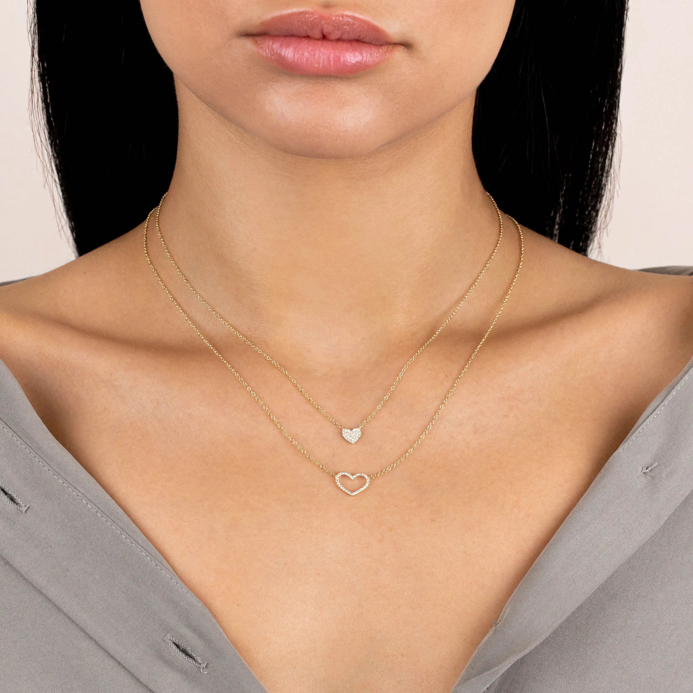 Diamond Open Heart Necklace 14K sold by Adina Eden's product image thumbnail 2