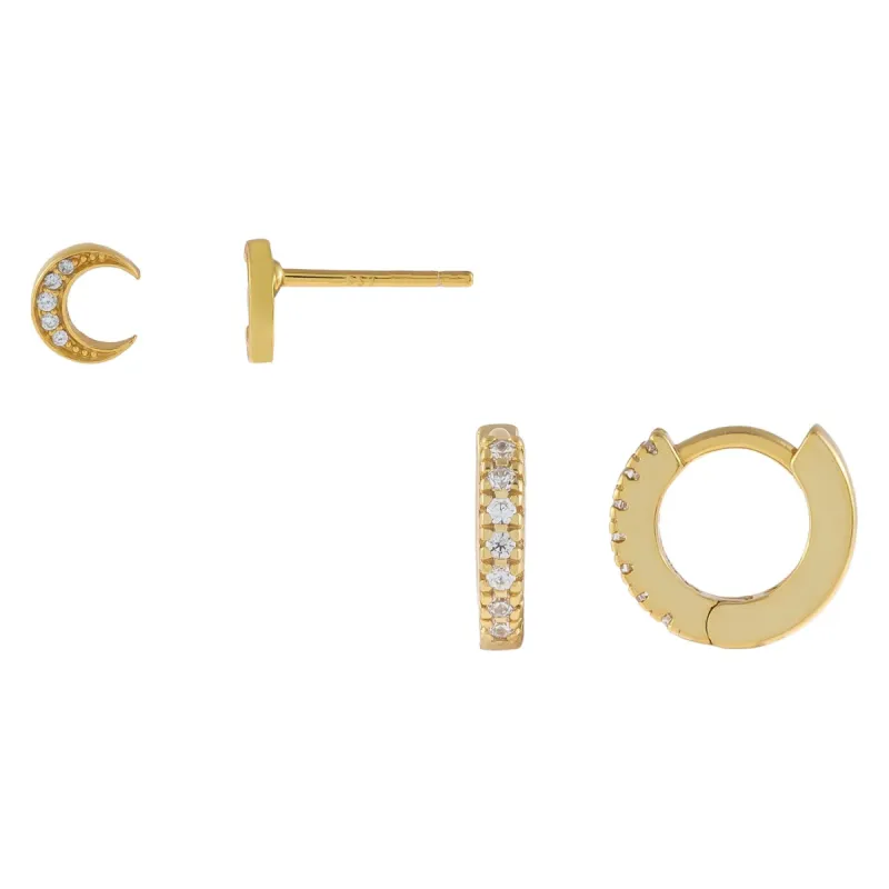 CZ Crescent Earring Combo Set sold by Adina Eden's