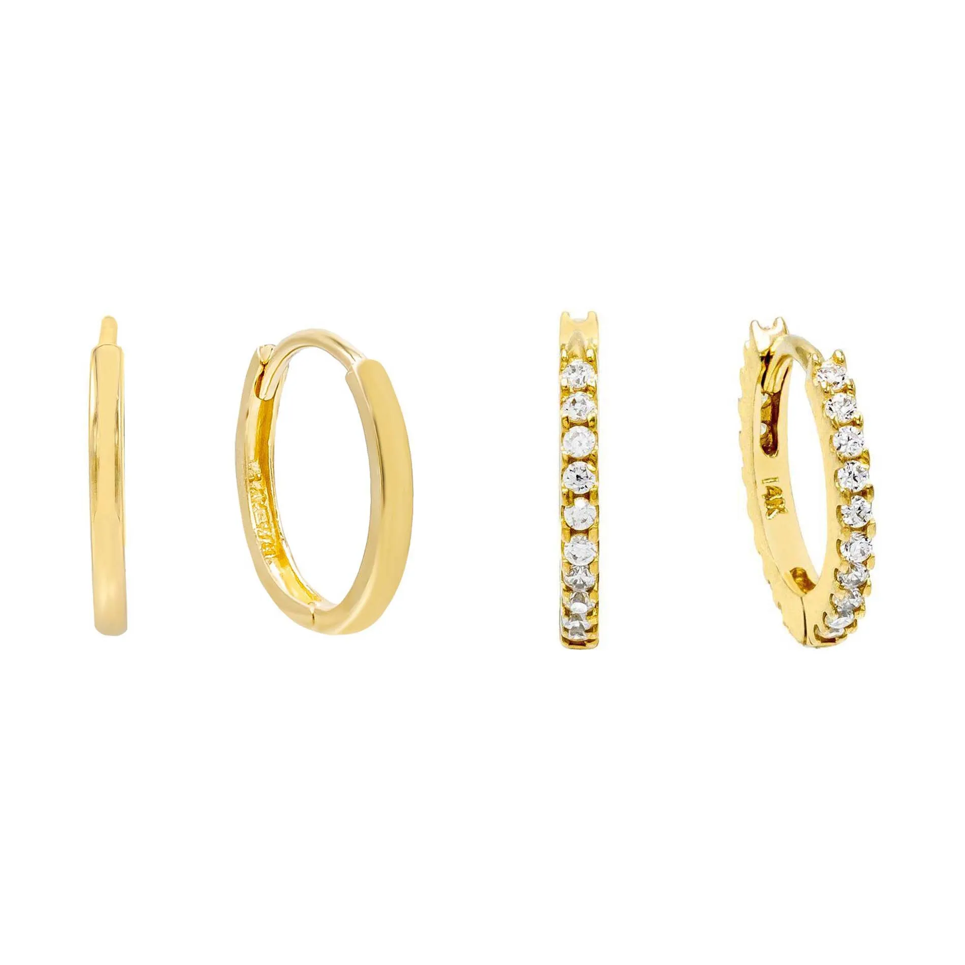 Mini Huggie Earring Combo Set 14K sold by Adina Eden's