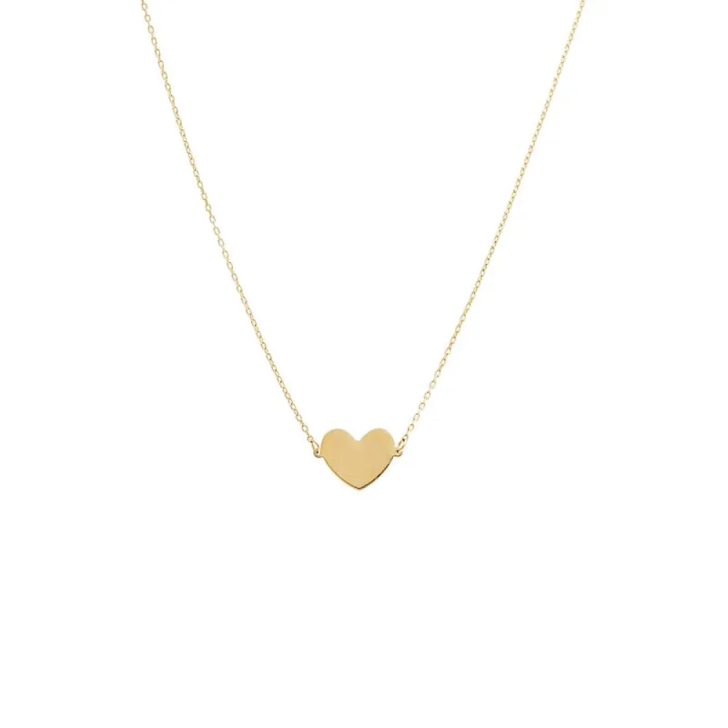 Solid Heart Pendant Necklace 14K sold by Adina Eden's