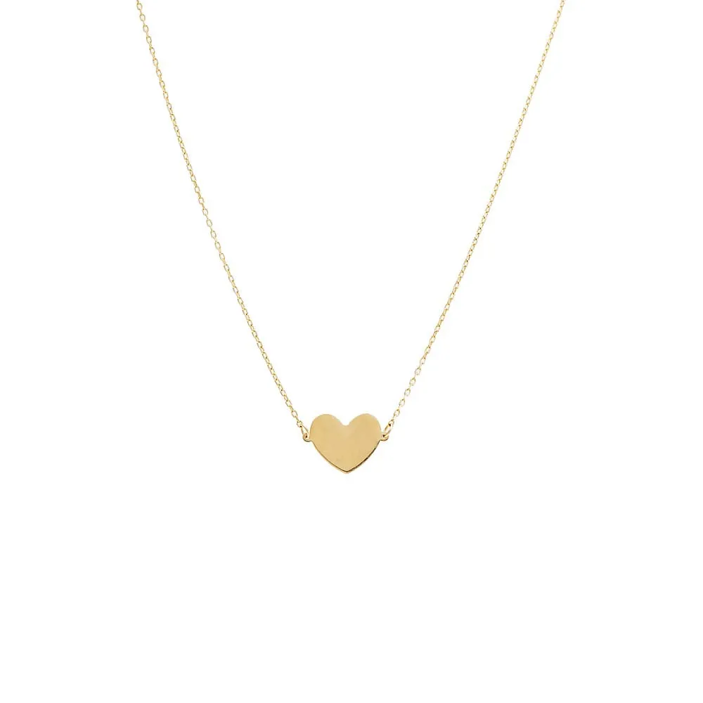 Solid Heart Pendant Necklace 14K sold by Adina Eden's