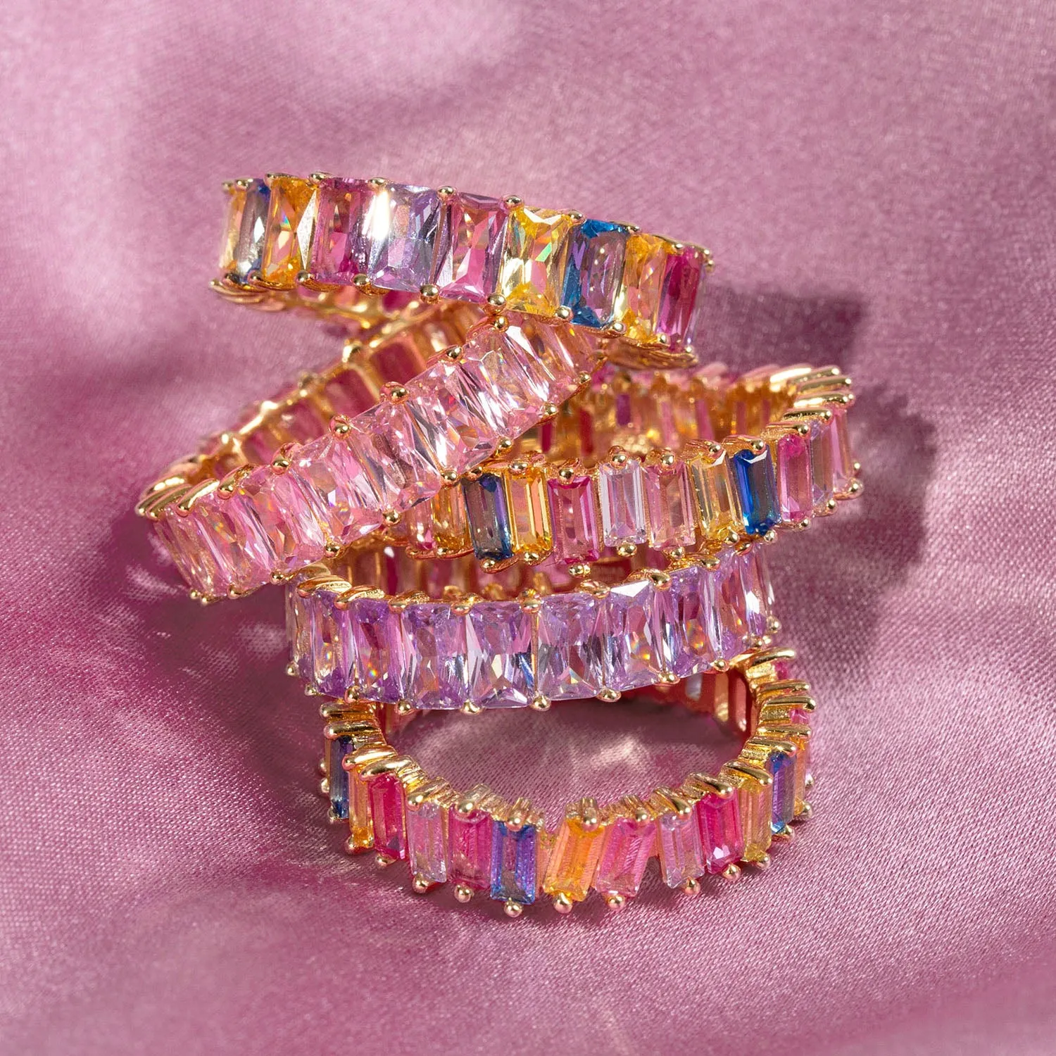 Pastel Baguette Eternity Band sold by Adina Eden's product image thumbnail 3