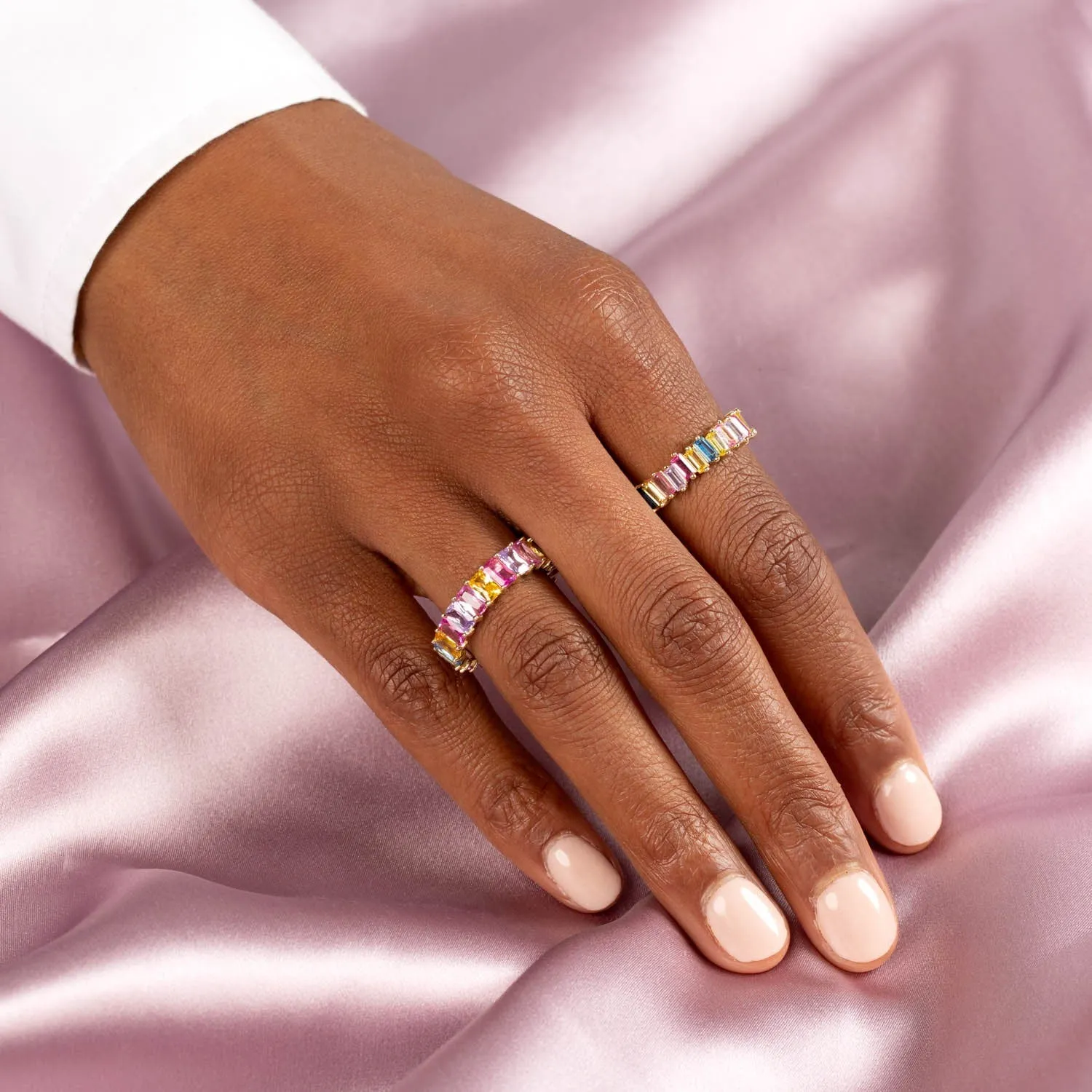 Pastel Baguette Eternity Band sold by Adina Eden's product image thumbnail 2