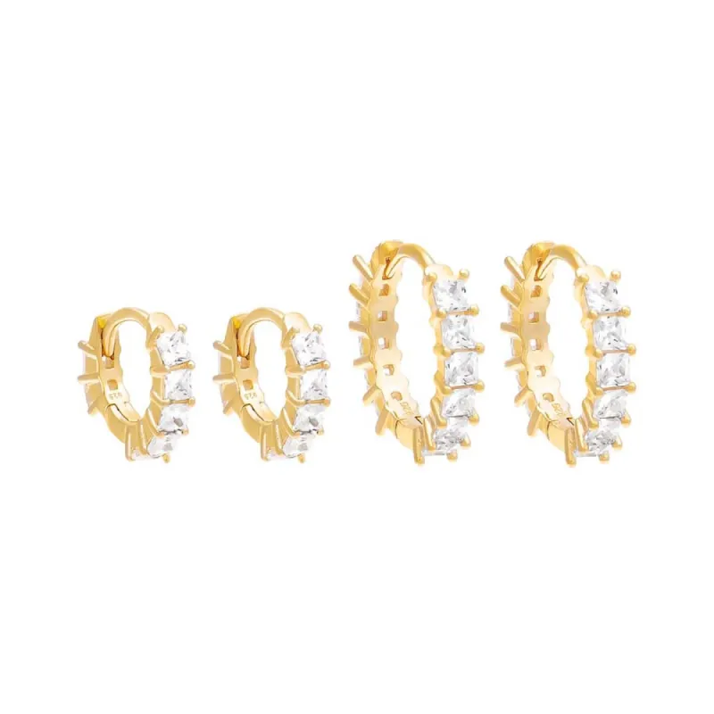 CZ Princess Cut Huggie Earring Combo Set sold by Adina Eden's