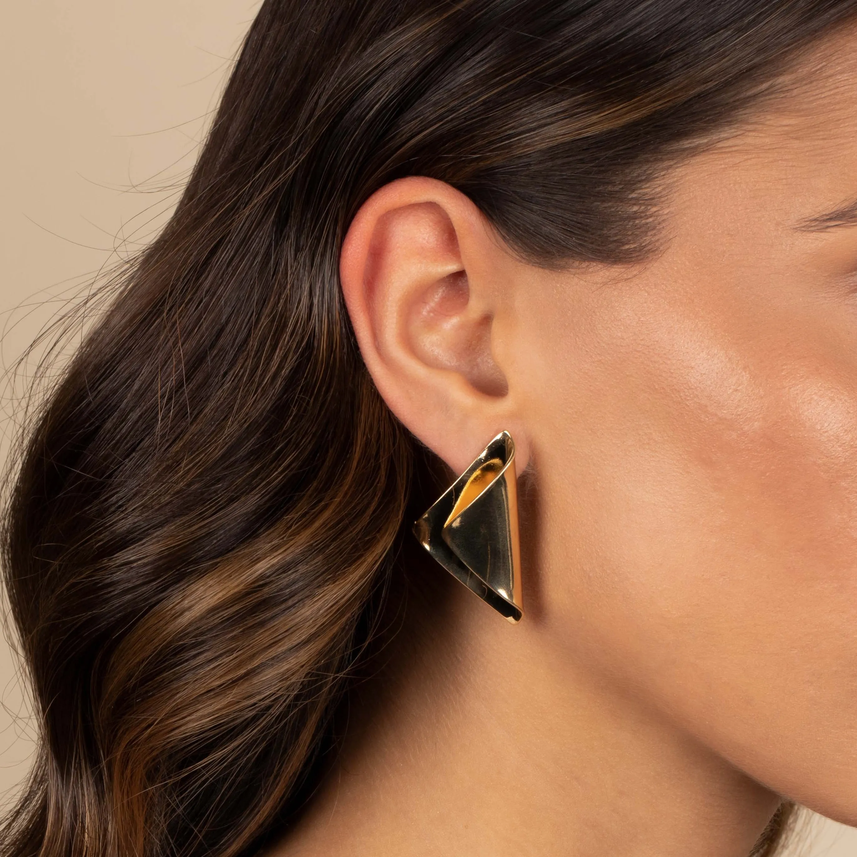 Solid Folded Triangle On The Ear Stud Earring sold by Adina Eden's product image thumbnail 2