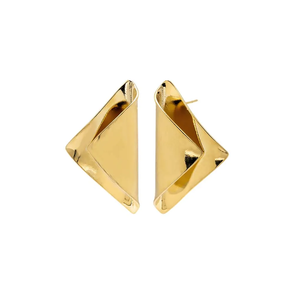 Solid Folded Triangle On The Ear Stud Earring sold by Adina Eden's