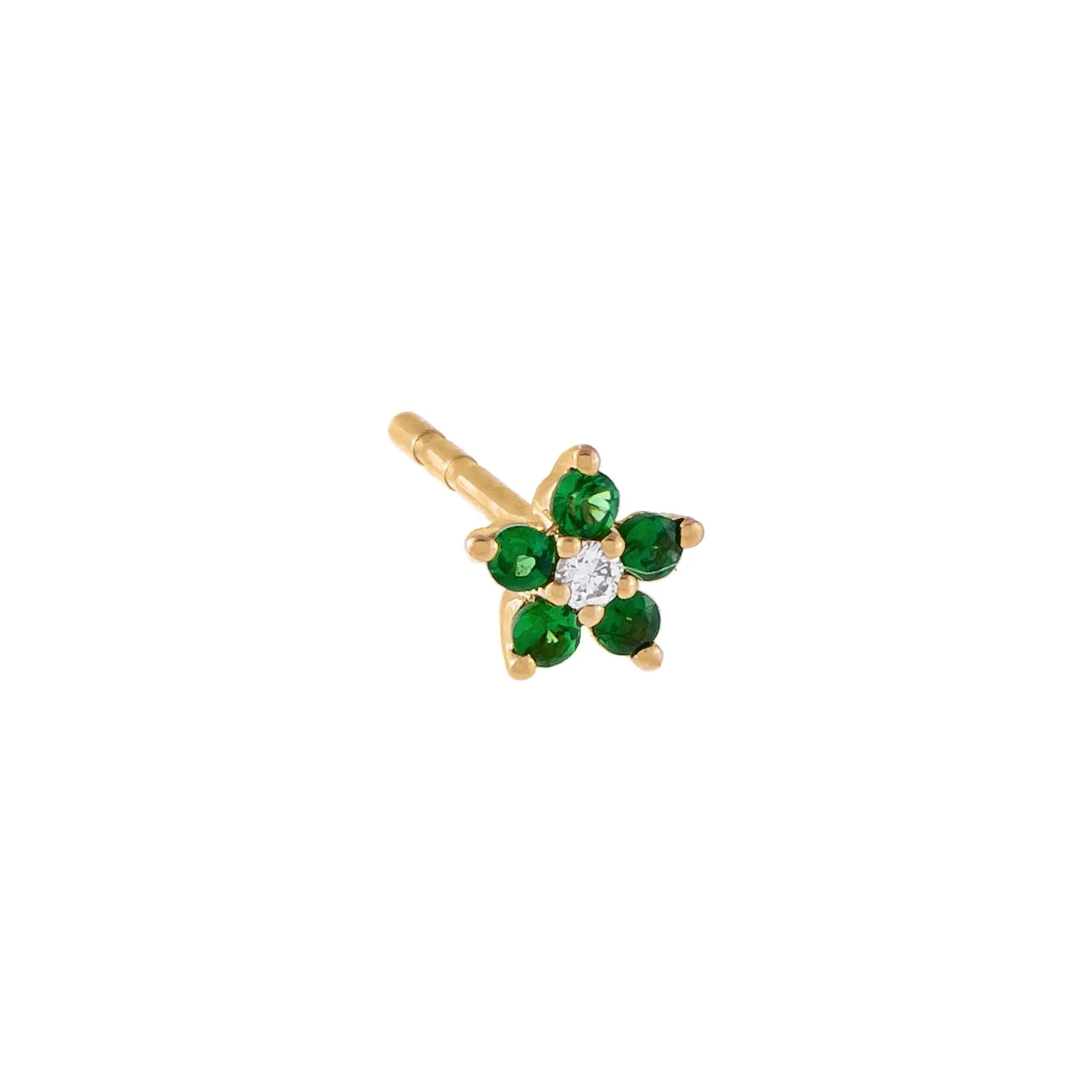 Diamond X Colored Gemstone Flower Stud Earring 14K sold by Adina Eden's product image thumbnail 3