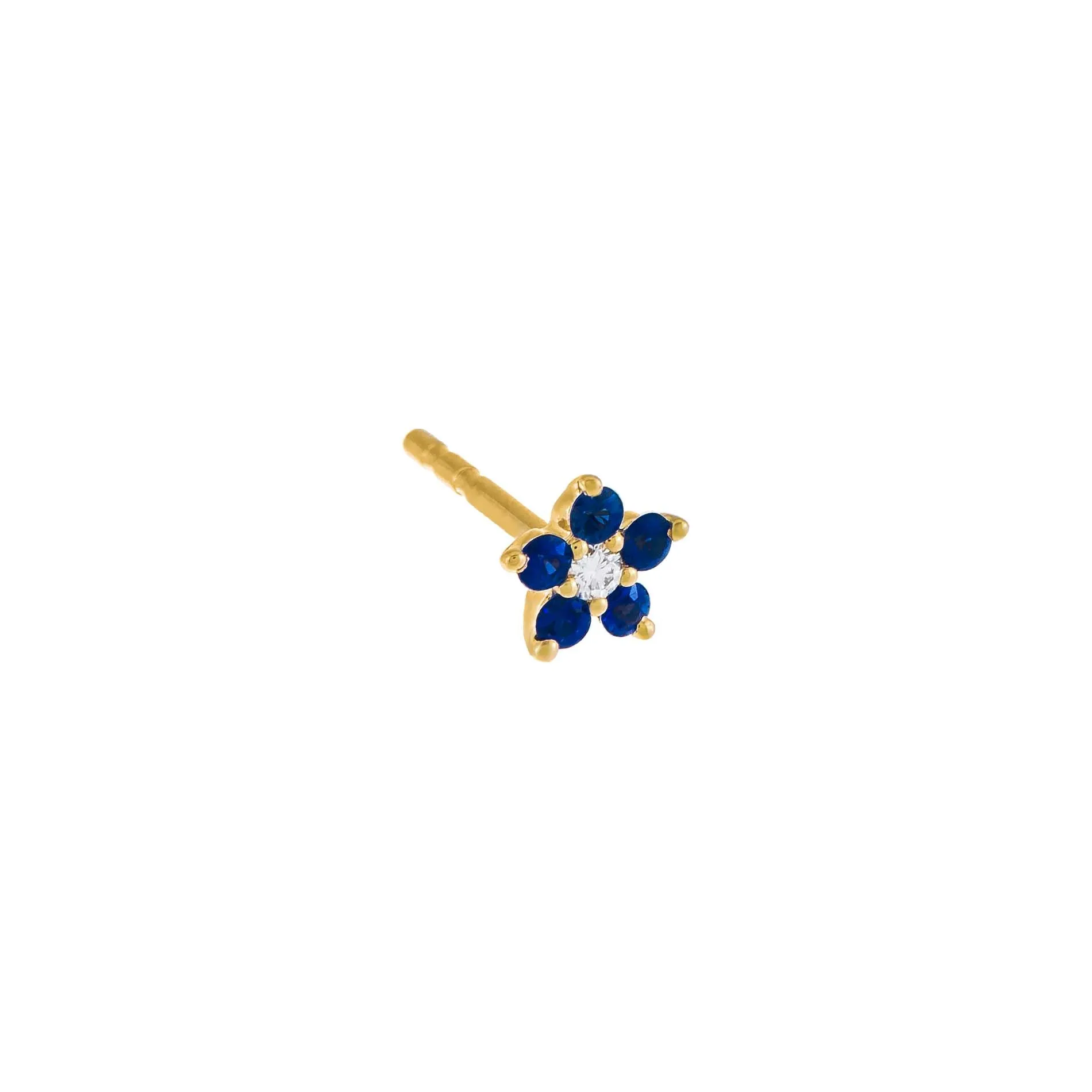 Diamond X Colored Gemstone Flower Stud Earring 14K sold by Adina Eden's product image thumbnail 5
